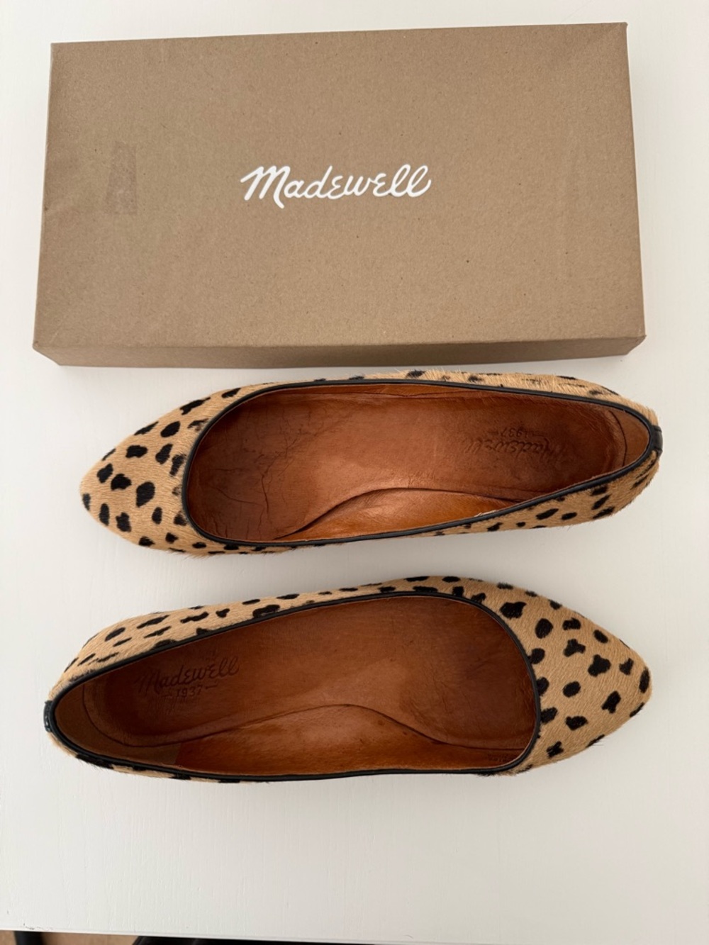 Madewell Leopard-Print Pointed Toe Flats - Tan & Black